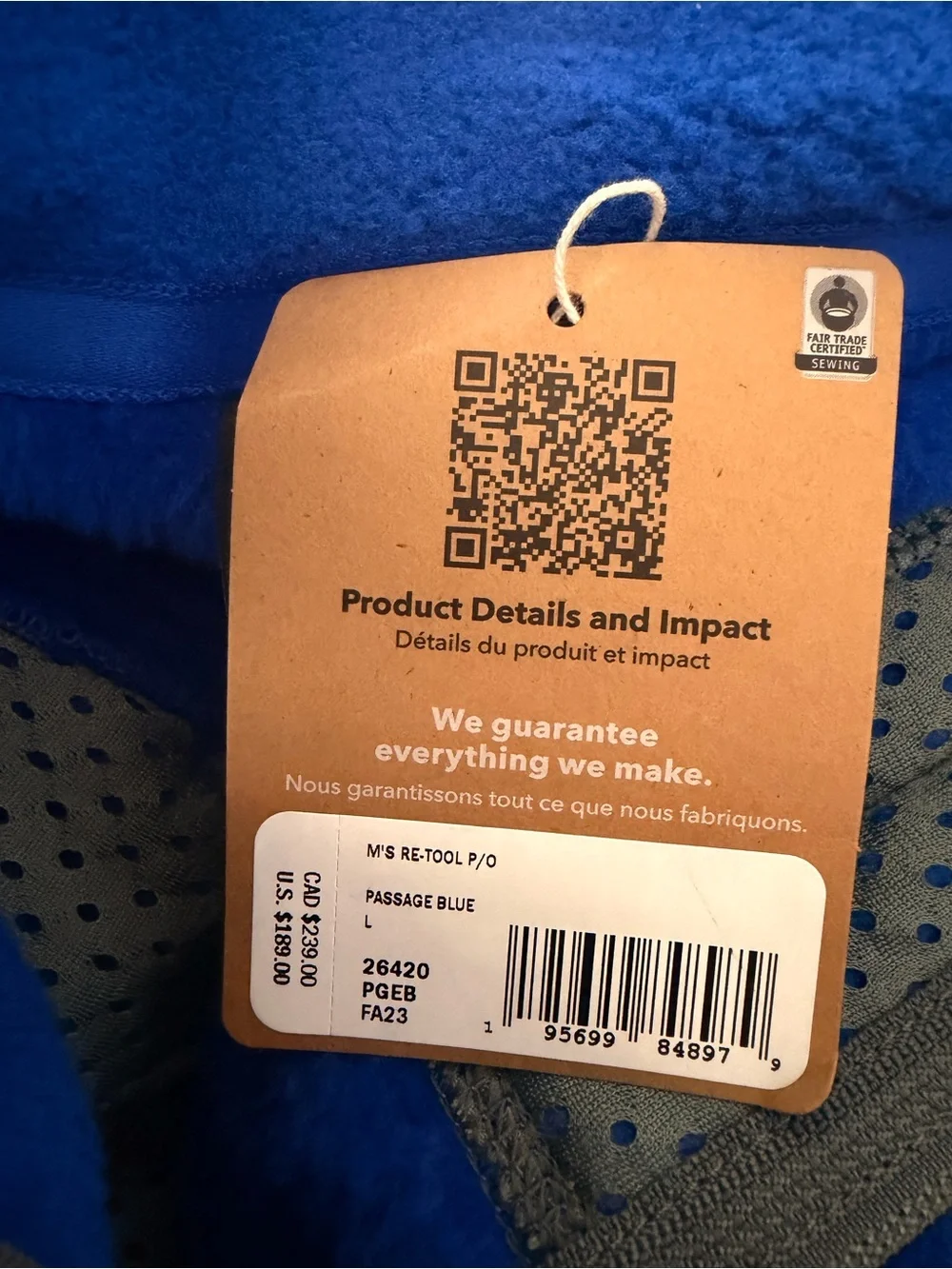 Patagonia  Re-Tool Fleece Pullover Size Large NWT